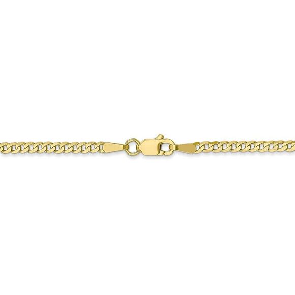 2.2mm 10k Yellow Gold Flat Beveled Curb Chain Anklet, 9 Inch - Picture 3 of 6